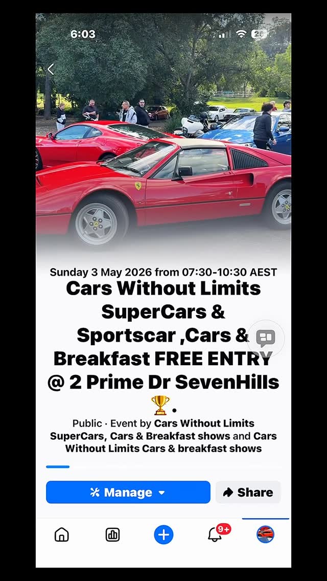 Cars Without Limits SuperCars & Sportscar, Cars & Breakfast — Exotic/Euro car meet in Sydney, NSW on Sunday 3 May 2026