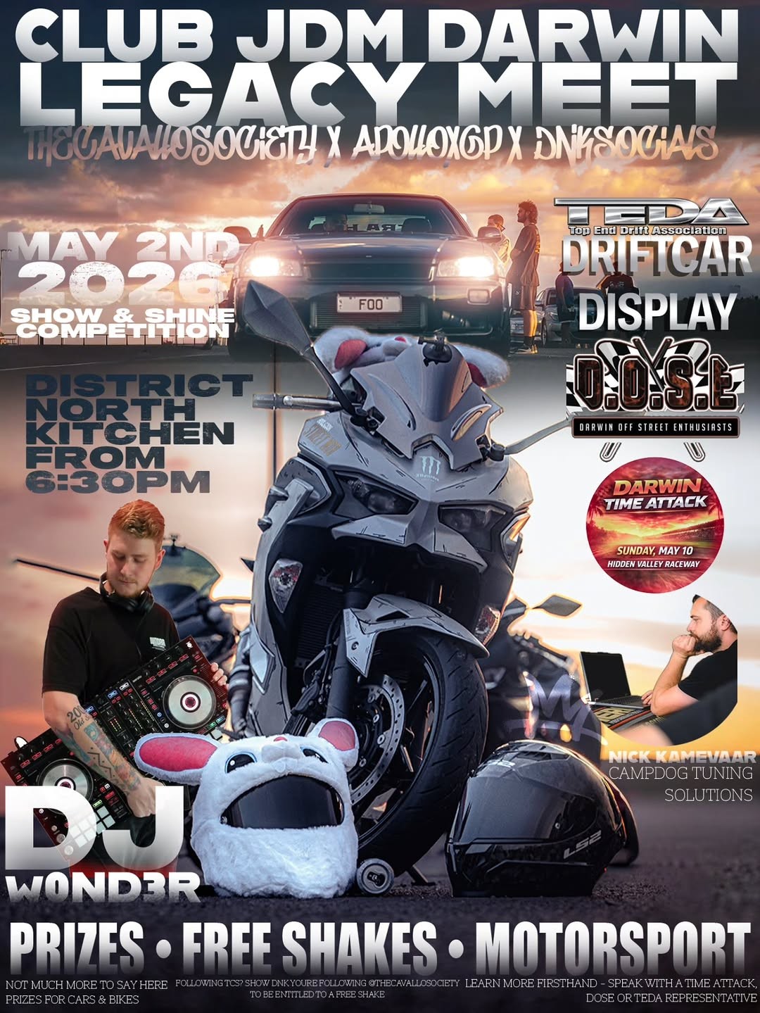 Club JDM Darwin Legacy Meet — JDM car meet in Darwin, NT on Saturday 2 May 2026