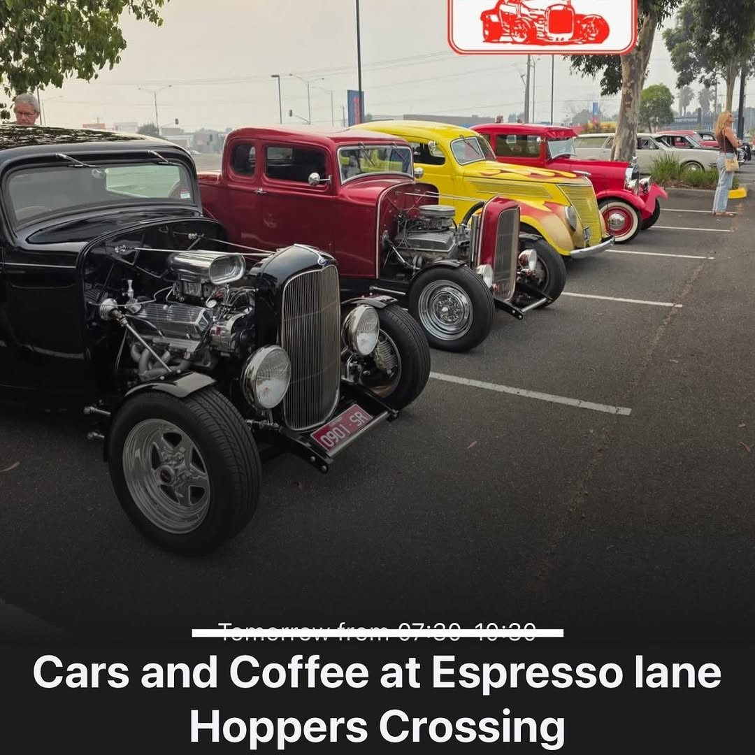 Cars and Coffee at Espresso Lane — Muscle/Classic car meet in Geelong, VIC on Sunday 26 April 2026
