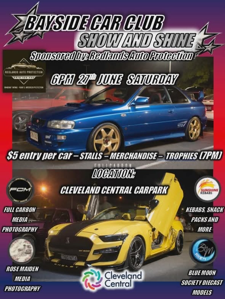 Bayside Car Club Show and Shine flyer — QLD