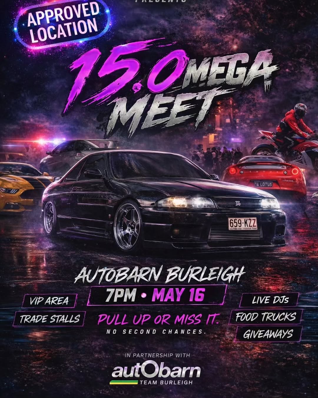 15.0 Mega Meet — JDM/Muscle car meet in Gold Coast, QLD on Saturday 16 May 2026