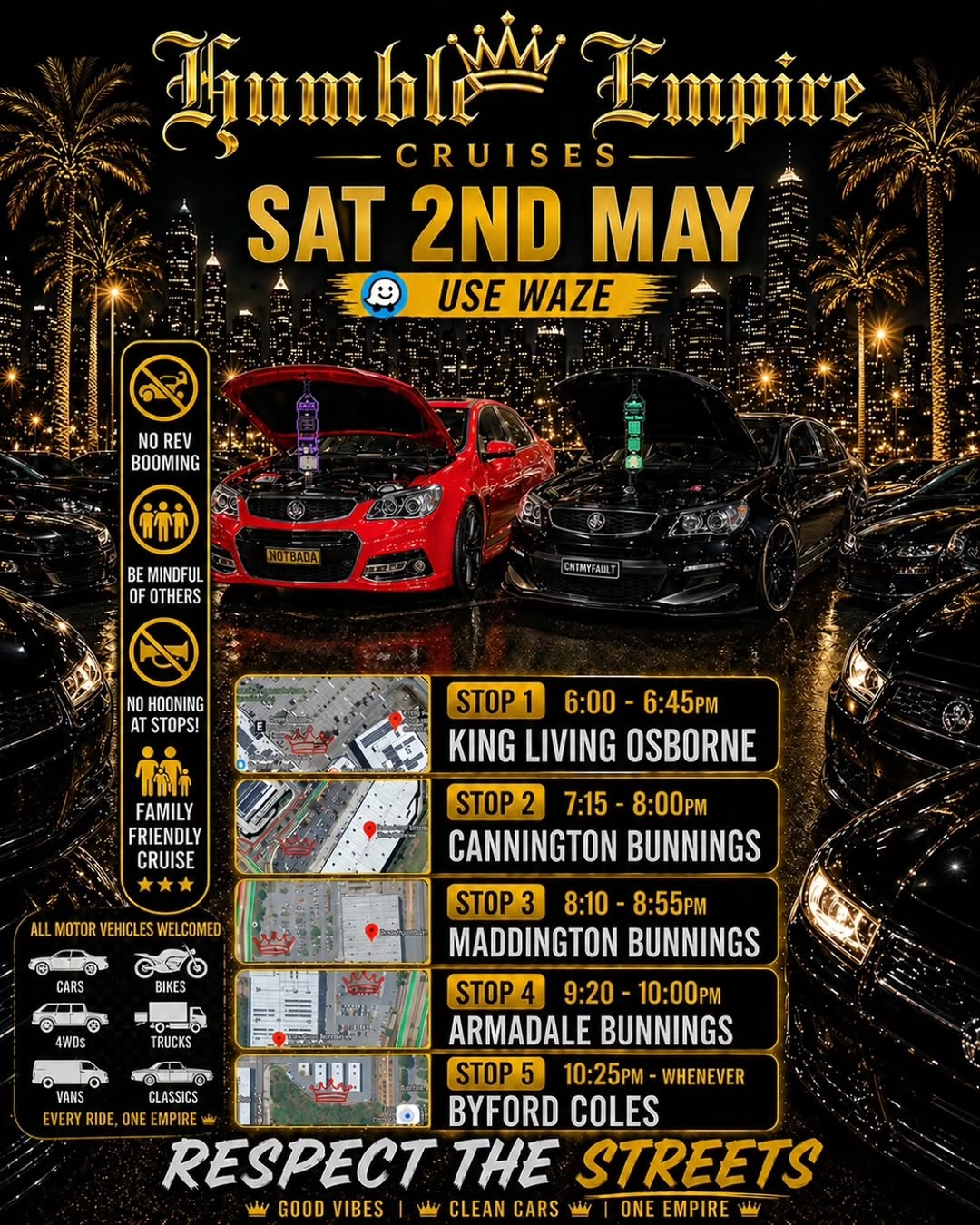 Humble Empire Cruises — Muscle/4x4 car meet in Perth, WA on Saturday 2 May 2026