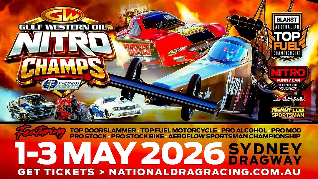 Gulf Western Oil Nitro Champs — Muscle spectator event in Sydney, NSW on Friday 1 May 2026