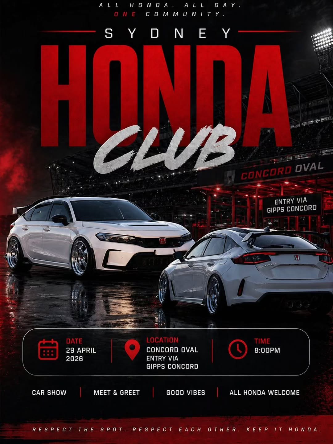 Sydney Honda Club - April Socials — JDM/Stance car meet in Sydney, NSW on Wednesday 29 April 2026