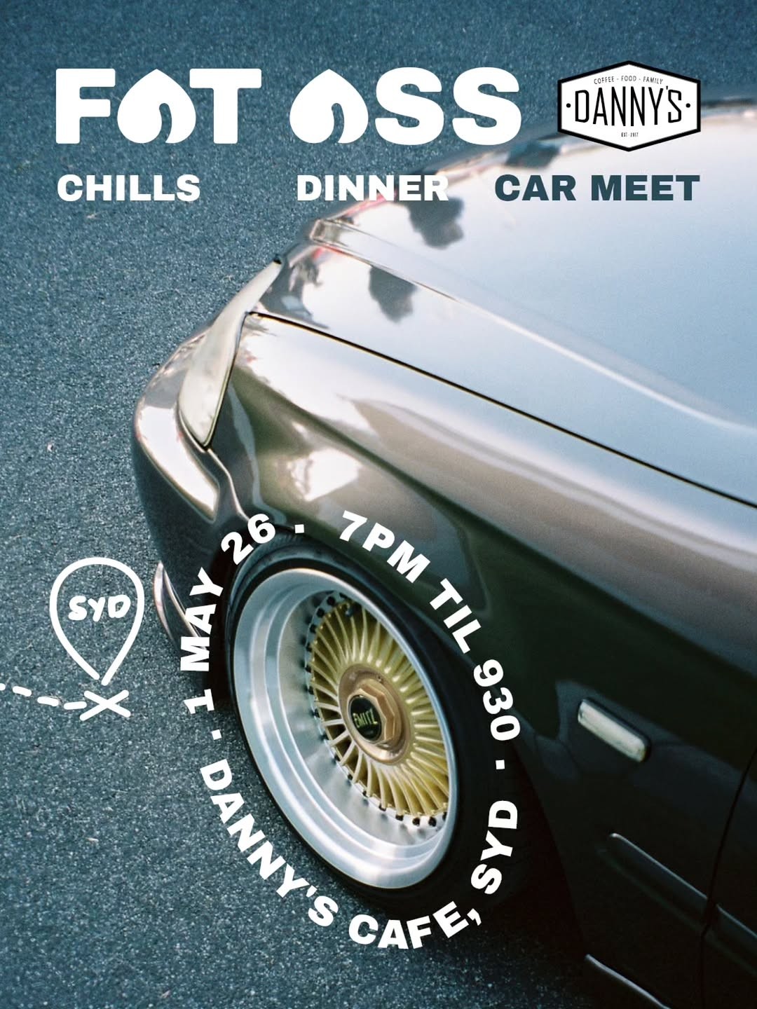 Fat Ass Chills Dinner Car Meet — JDM/Stance car meet in Sydney, NSW on Friday 1 May 2026