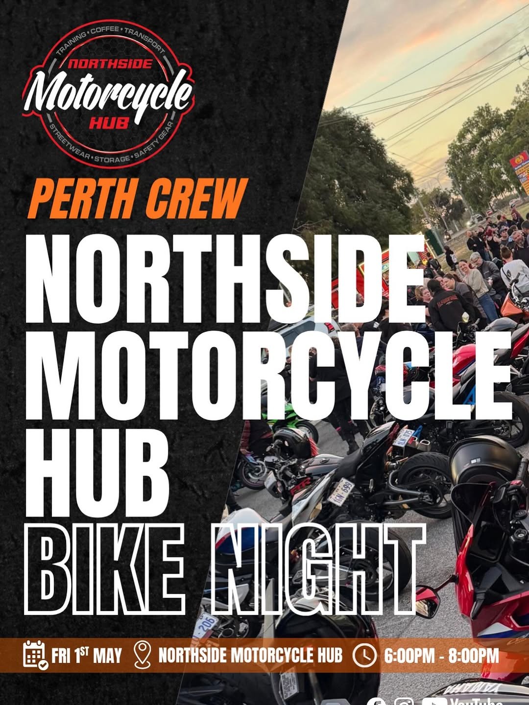 Northside Motorcycle Hub Bike Night — car meet in Perth, WA on Friday 1 May 2026