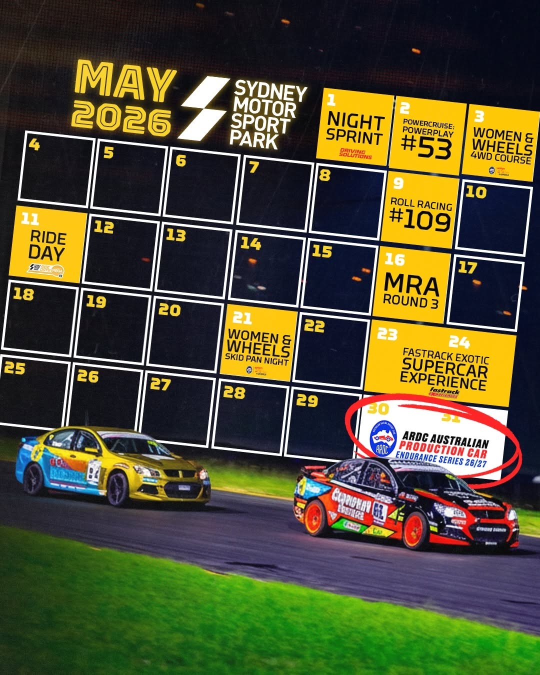 Sydney 4 Hour — Muscle/JDM spectator event in Sydney, NSW on Saturday 30 May 2026