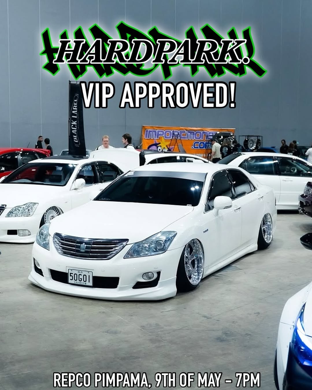 Hardpark x Repco Pimpama — JDM/Stance car meet in Gold Coast, QLD on Saturday 9 May 2026