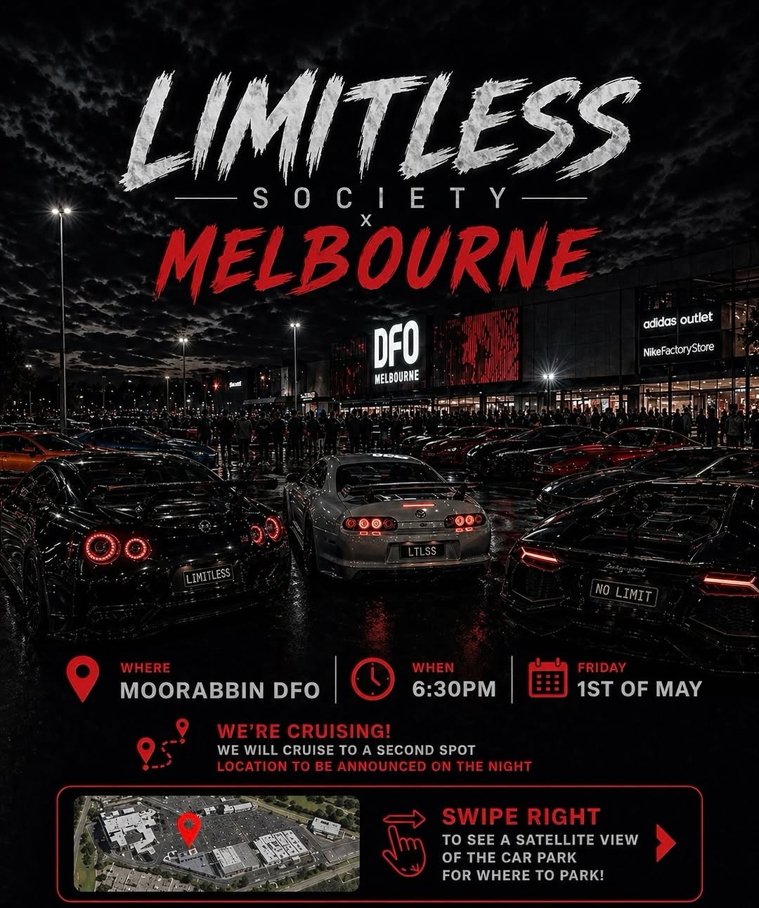 Limitless Society x Melbourne — JDM/Exotic car meet in Melbourne, VIC on Friday 1 May 2026