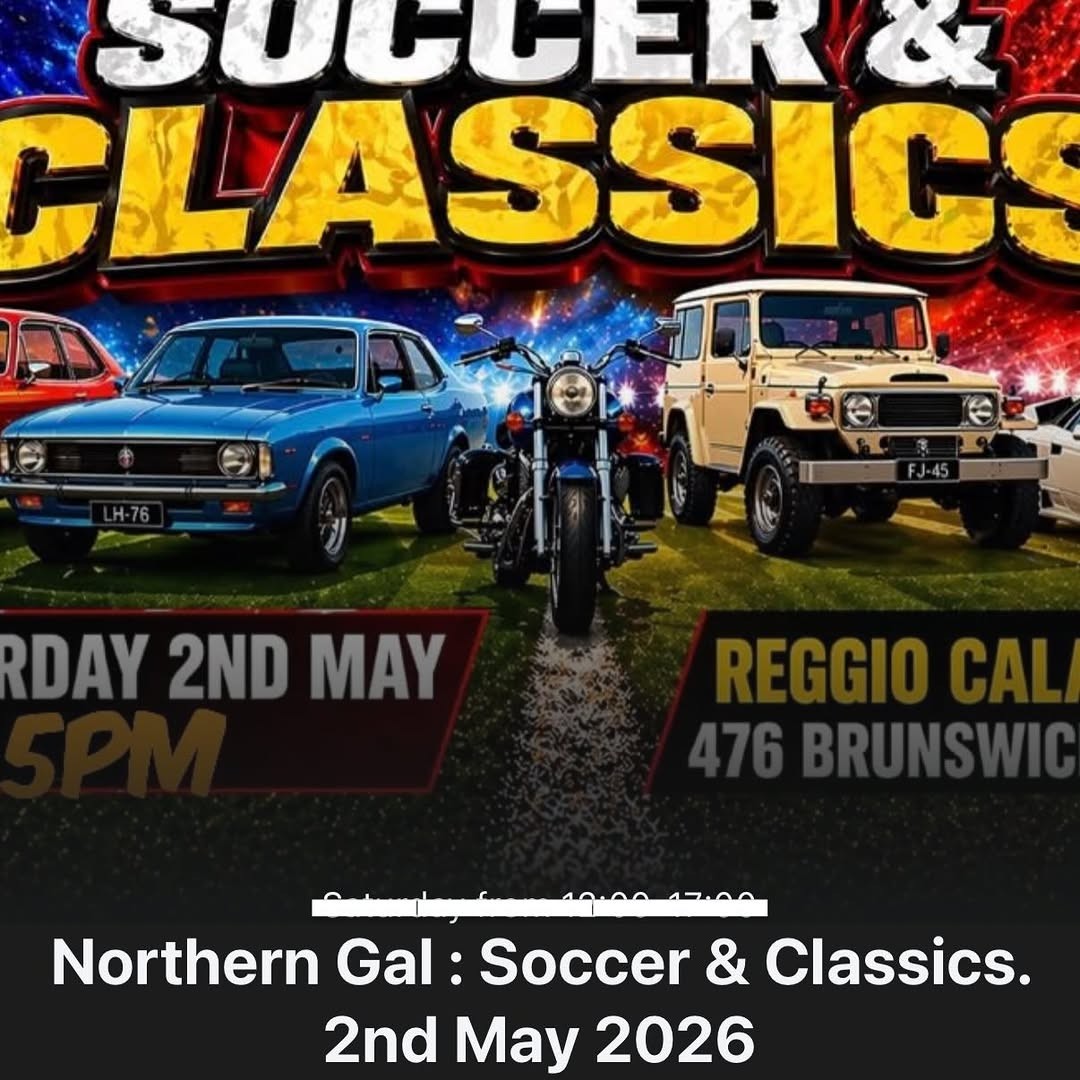 Soccer & Classics — Classic/Muscle car meet in Melbourne, VIC on Saturday 2 May 2026