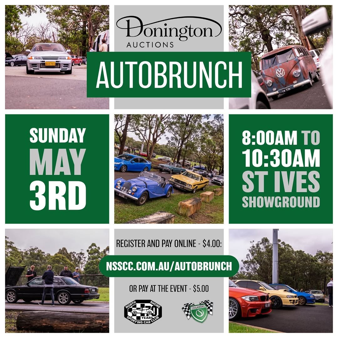 Donington Auctions AutoBrunch — Classic/Euro car meet in Sydney, NSW on Sunday 3 May 2026