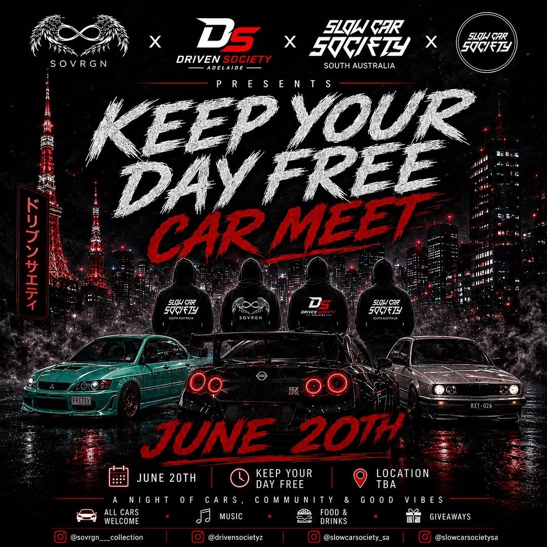 Keep Your Day Free Car Meet — JDM/Euro car meet in Adelaide, SA on Saturday 20 June 2026