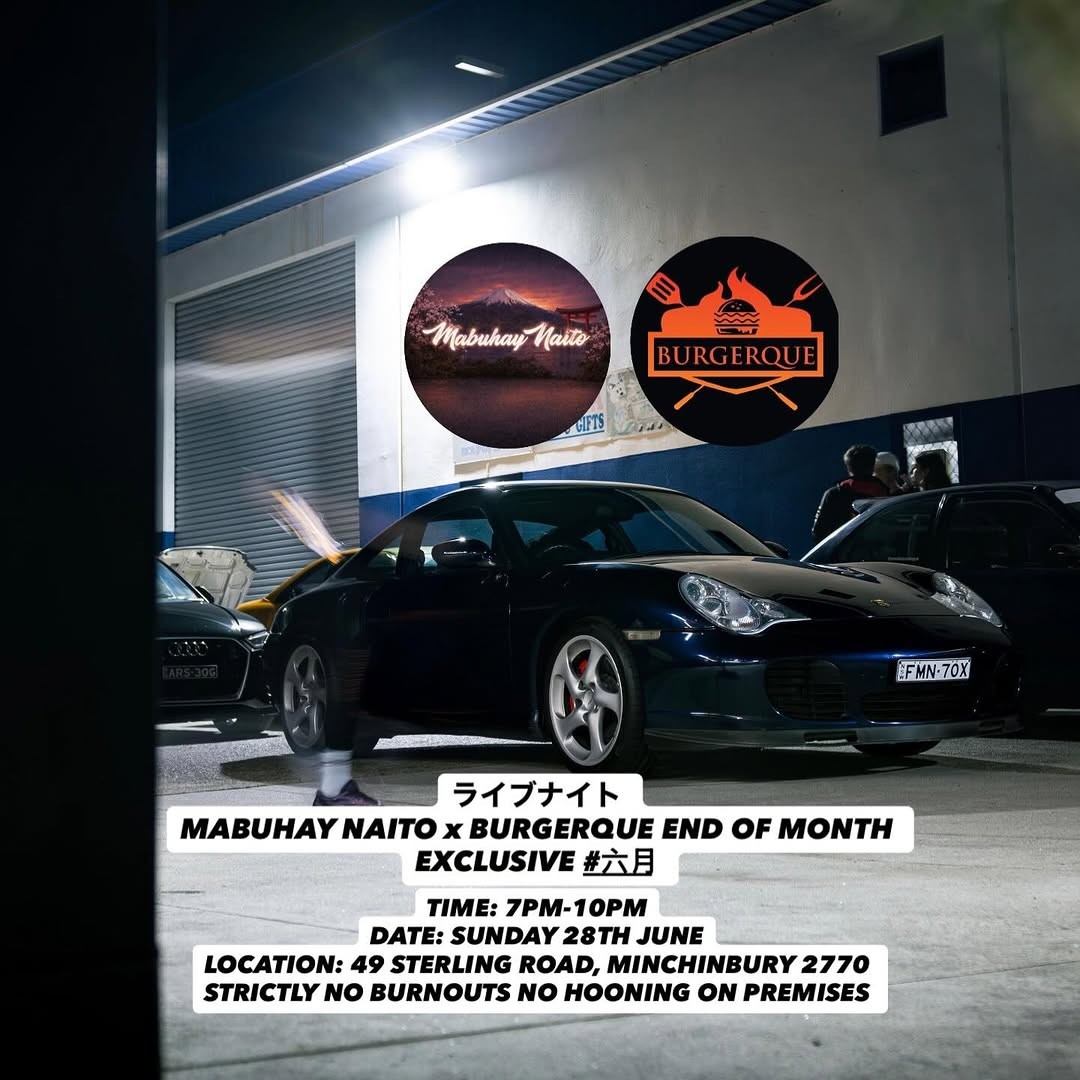 Mabuhay Naito x Burgerque End Of Month Exclusive Meet — JDM car meet in Sydney, NSW on Sunday 28 June 2026