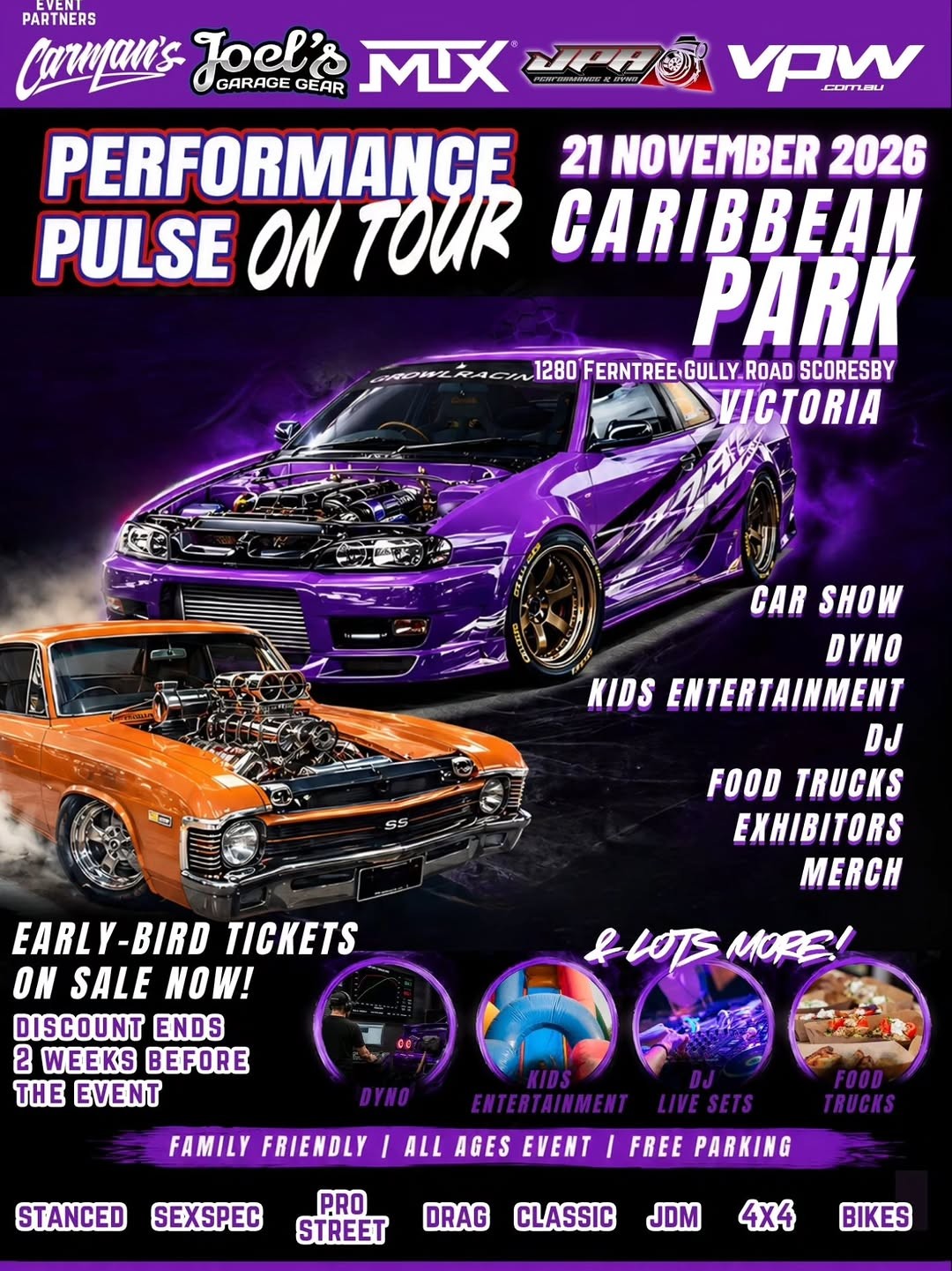 Performance Pulse On Tour — JDM/Muscle car meet in Melbourne, VIC on Saturday 21 November 2026