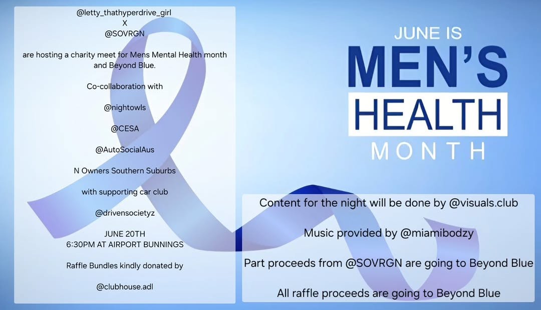 Charity Meet for Men's Mental Health Month — JDM/Stance car meet in Adelaide, SA on Saturday 20 June 2026