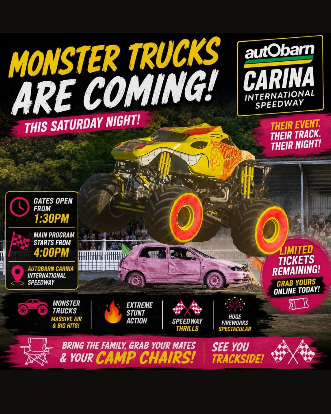 Monster Truck Madness — 4x4 spectator event in Brisbane, QLD on Saturday 9 May 2026