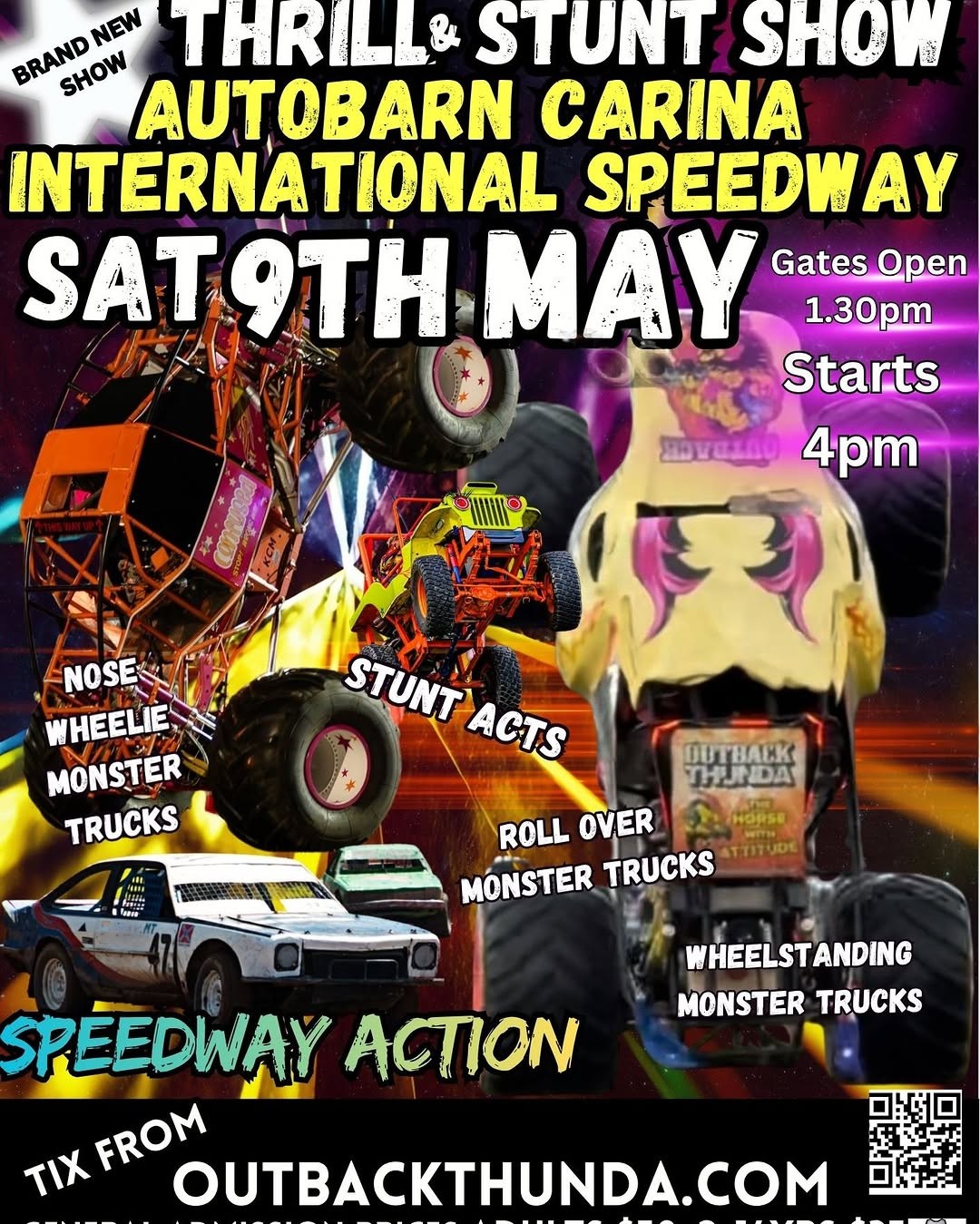 Monster Truck Mayhem Thrill & Stunt Show — 4x4 spectator event in Brisbane, QLD on Saturday 9 May 2026