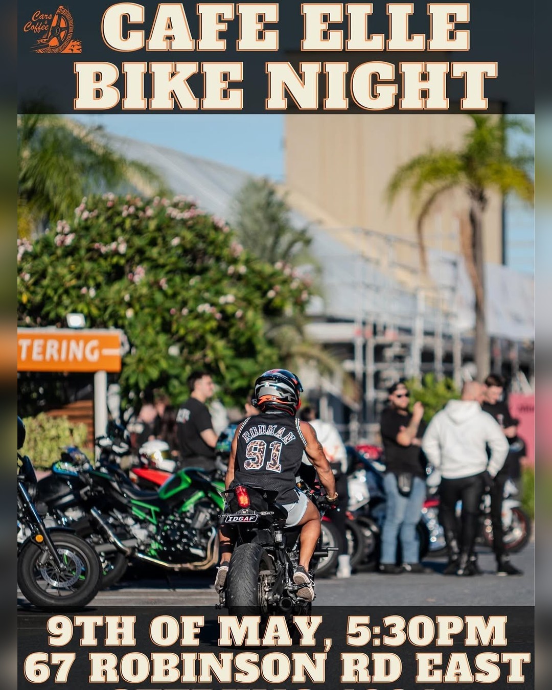 Cafe Elle Bike Night — car meet in Brisbane, QLD on Saturday 9 May 2026