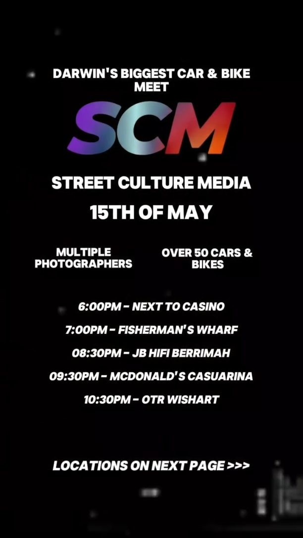 Street Culture Meet — car meet in Darwin, NT on Friday 15 May 2026