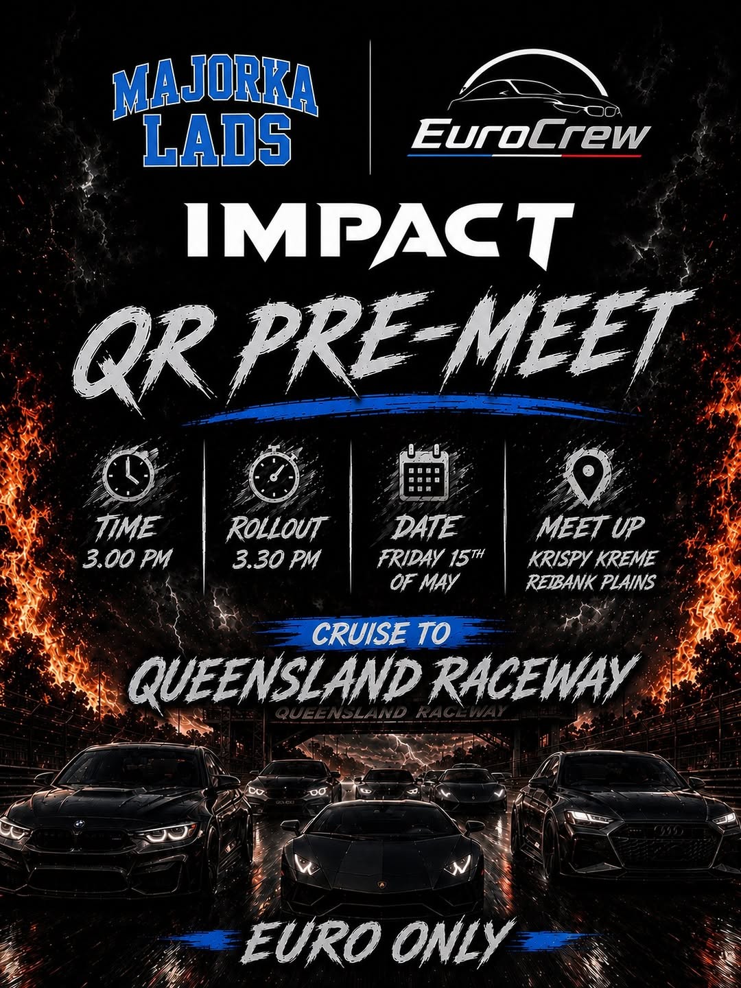 QR Pre-Meet — Euro/Exotic car meet in Brisbane, QLD on Friday 15 May 2026