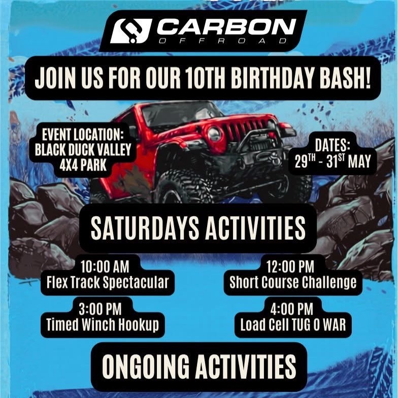 Carbon Offroad 10th Birthday Bash — 4x4 track day in Toowoomba, QLD on Friday 29 May 2026