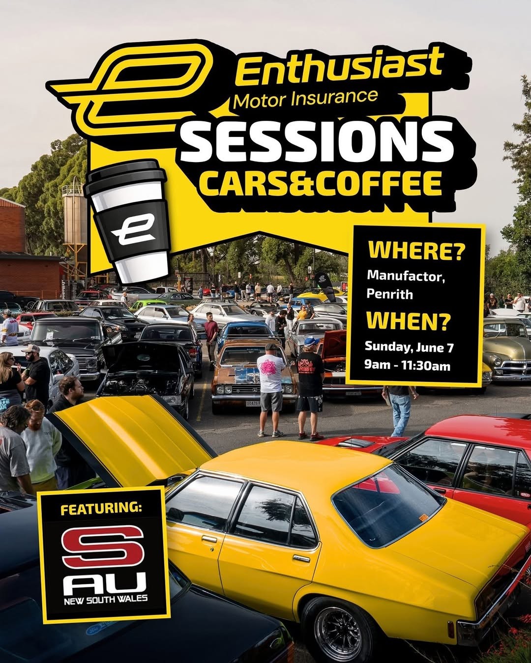 Enthusiast Sessions Cars & Coffee flyer — NSW