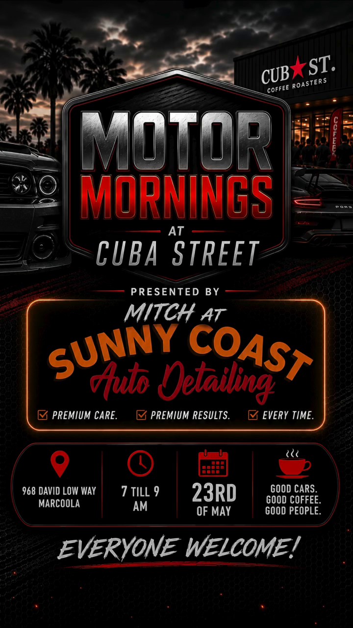 Motor Mornings at Cuba Street — Classic car meet in Sunshine Coast, QLD on Saturday 23 May 2026