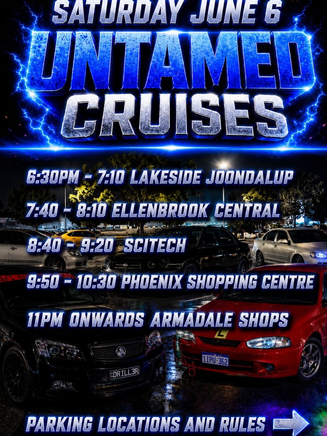 Untamed Cruises — Muscle car meet in Perth, WA on Saturday 6 June 2026