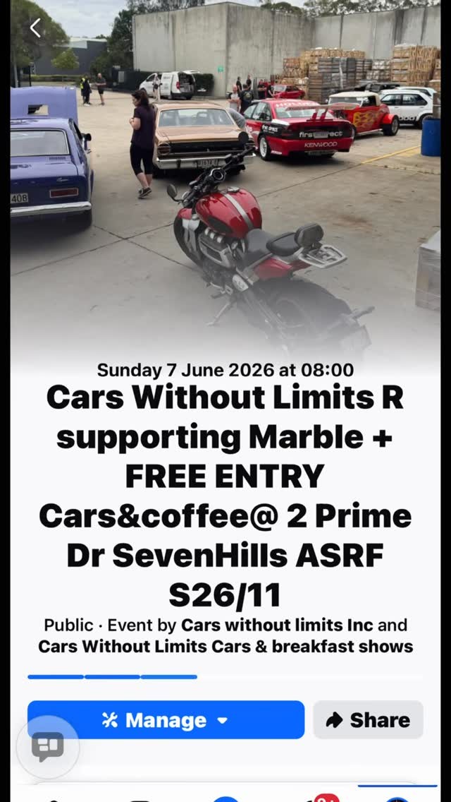 Cars Without Limits: Cars & Coffee — car meet in Sydney, NSW on Sunday 7 June 2026