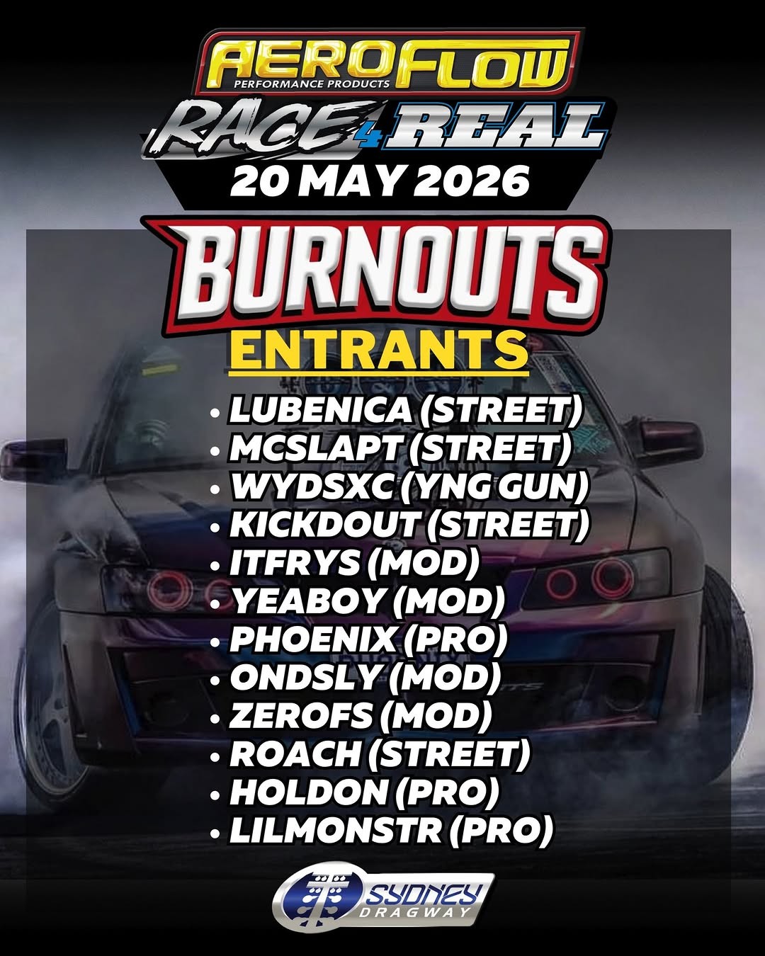 Race 4 Real — Muscle/JDM track day in Sydney, NSW on Wednesday 20 May 2026