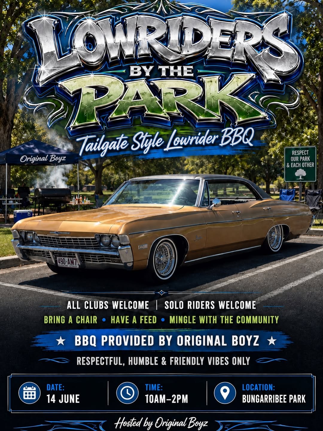 Lowriders By The Park — Classic/Stance car meet in Sydney, NSW on Sunday 14 June 2026