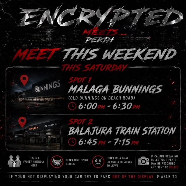 Encrypted Meets Perth — car meet in Perth, WA on Saturday 23 May 2026