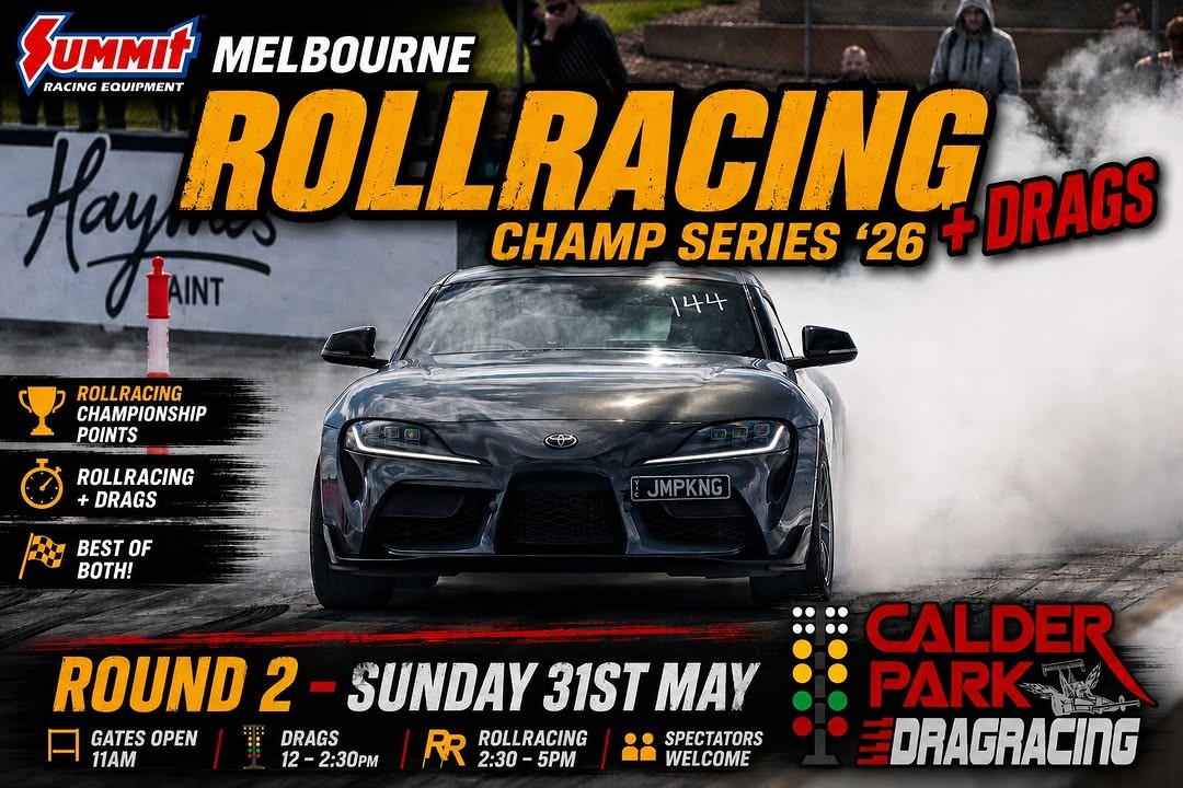 Summit RollRacing Champ Series '26 Round 2 + Drags flyer — VIC