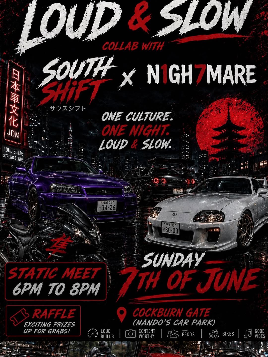LOUD & SLOW COLLAB WITH SOUTH SHIFT X N1GH7MARE flyer — WA