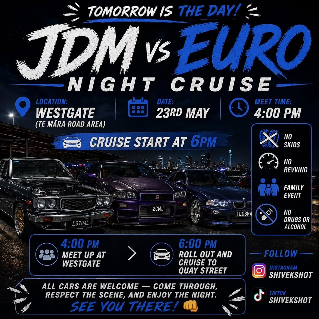 JDM vs EURO NIGHT CRUISE — JDM/Euro car meet in International on Saturday 23 May 2026