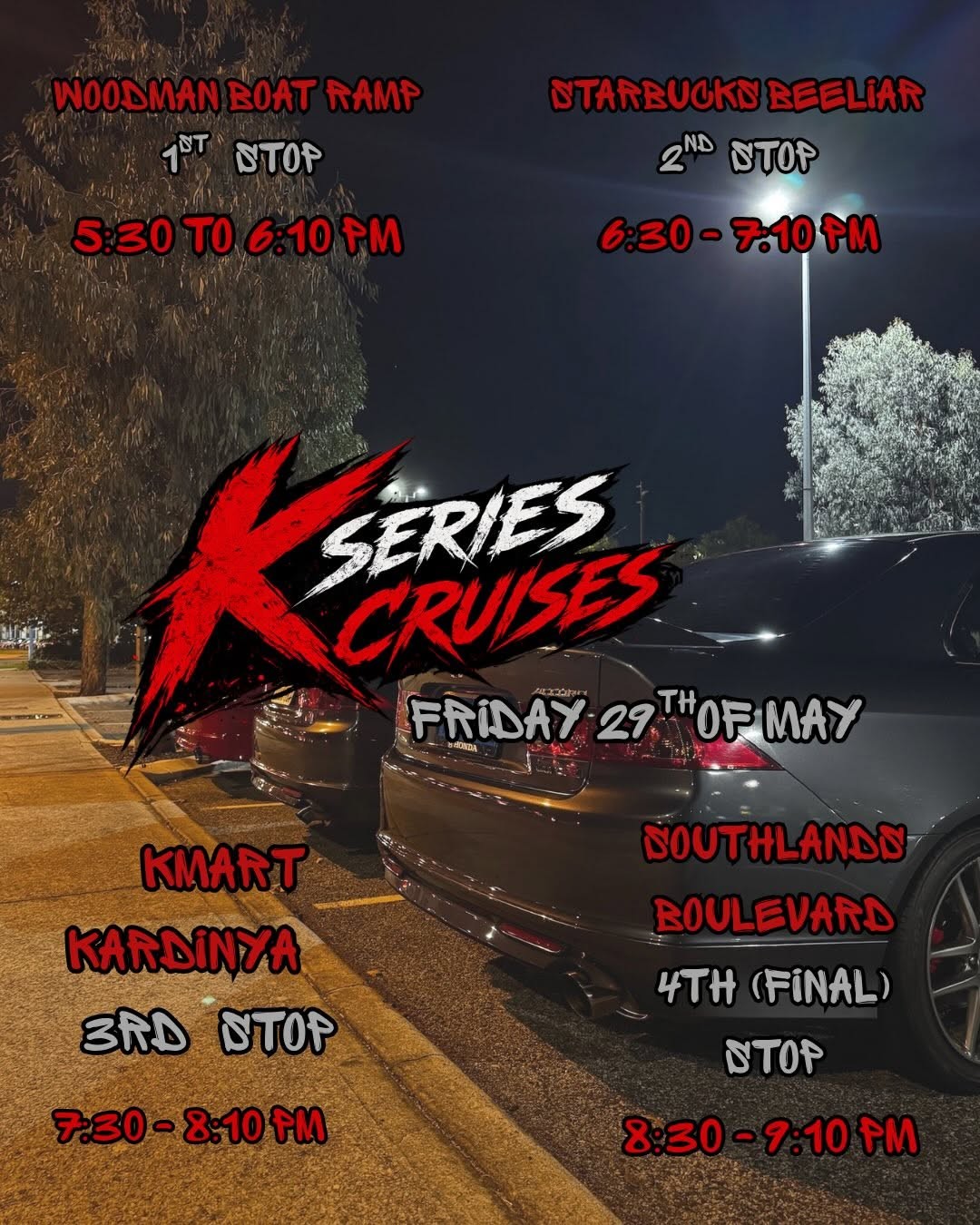 K Series Cruises #3 Meet — JDM car meet in Perth, WA on Friday 29 May 2026