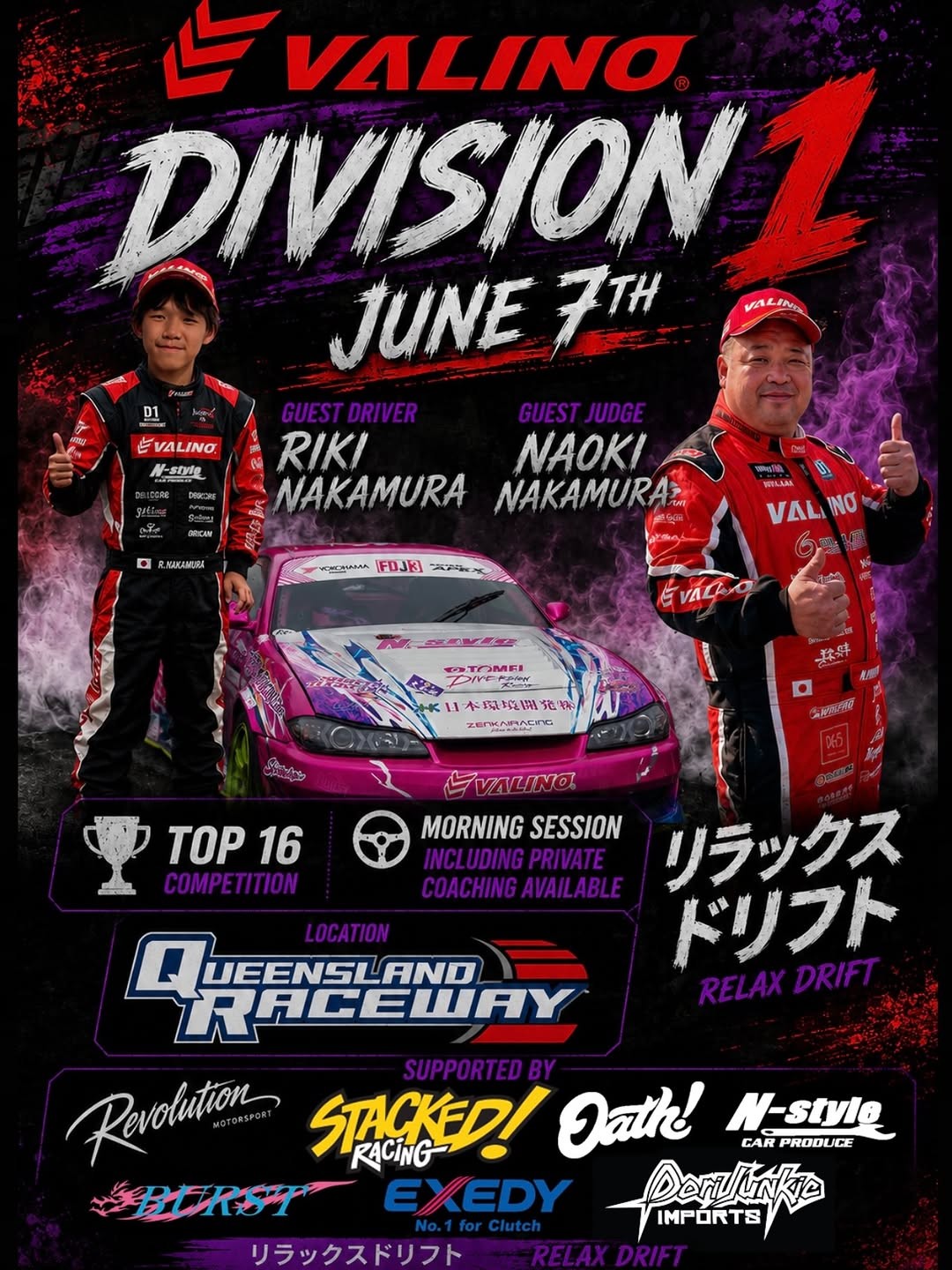 Valino Division 1 — JDM spectator event in Brisbane, QLD on Sunday 7 June 2026