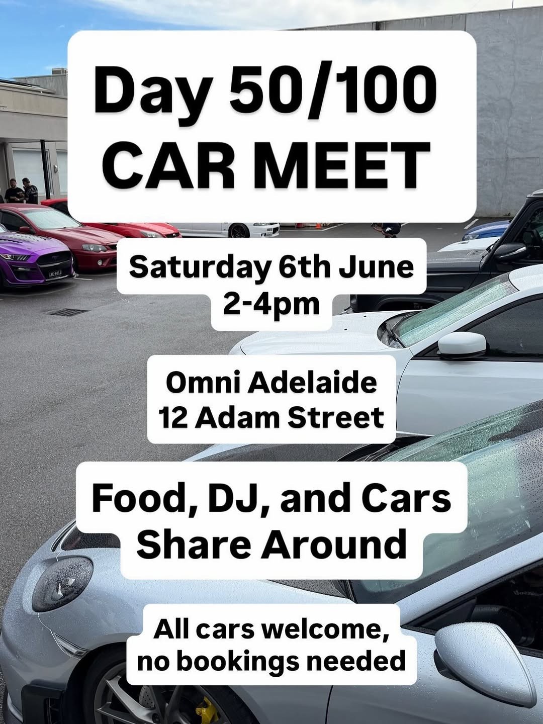 Day 50/100 Car Meet — JDM car meet in Adelaide, SA on Saturday 6 June 2026