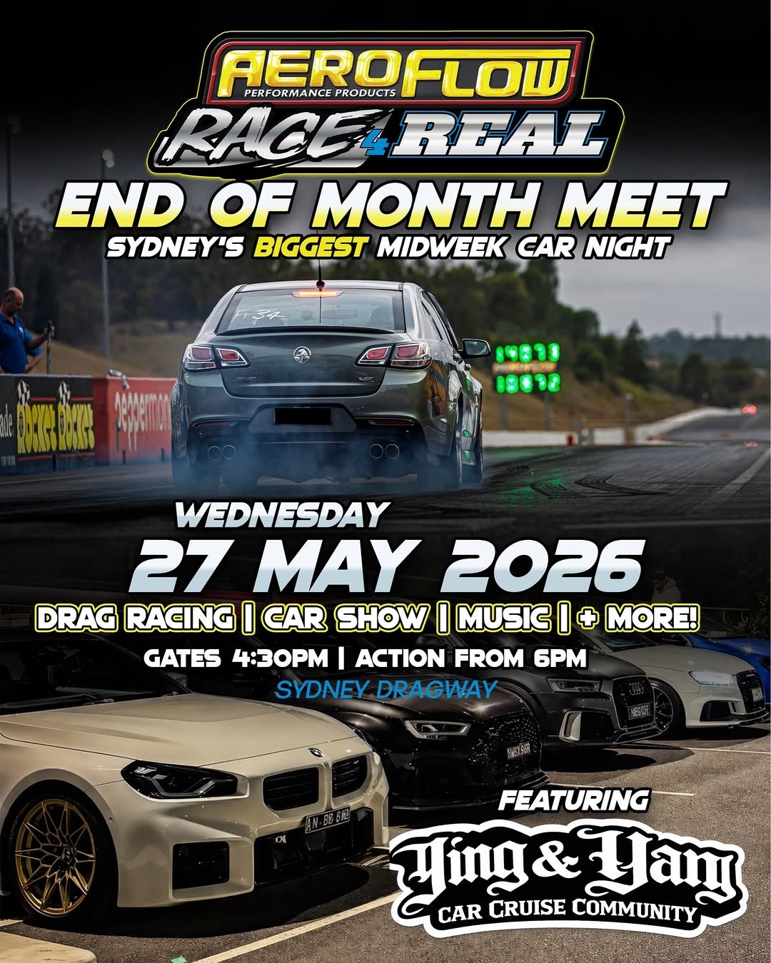 Aeroflow Race 4 Real - End of Month Meet — Muscle/JDM track day in Sydney, NSW on Wednesday 27 May 2026
