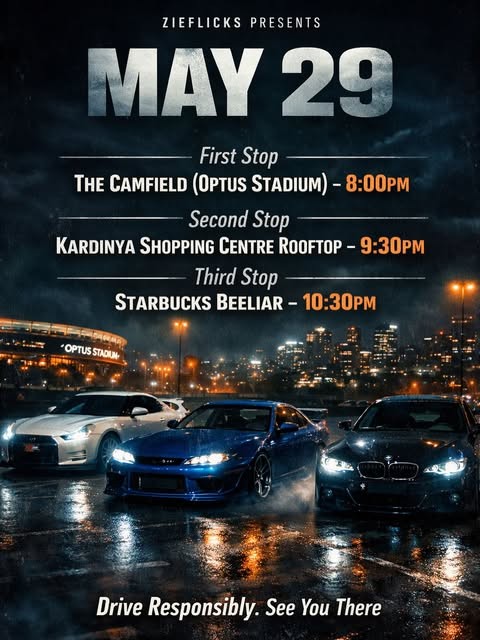 Zieflicks South Meet — JDM/Euro car meet in Perth, WA on Friday 29 May 2026