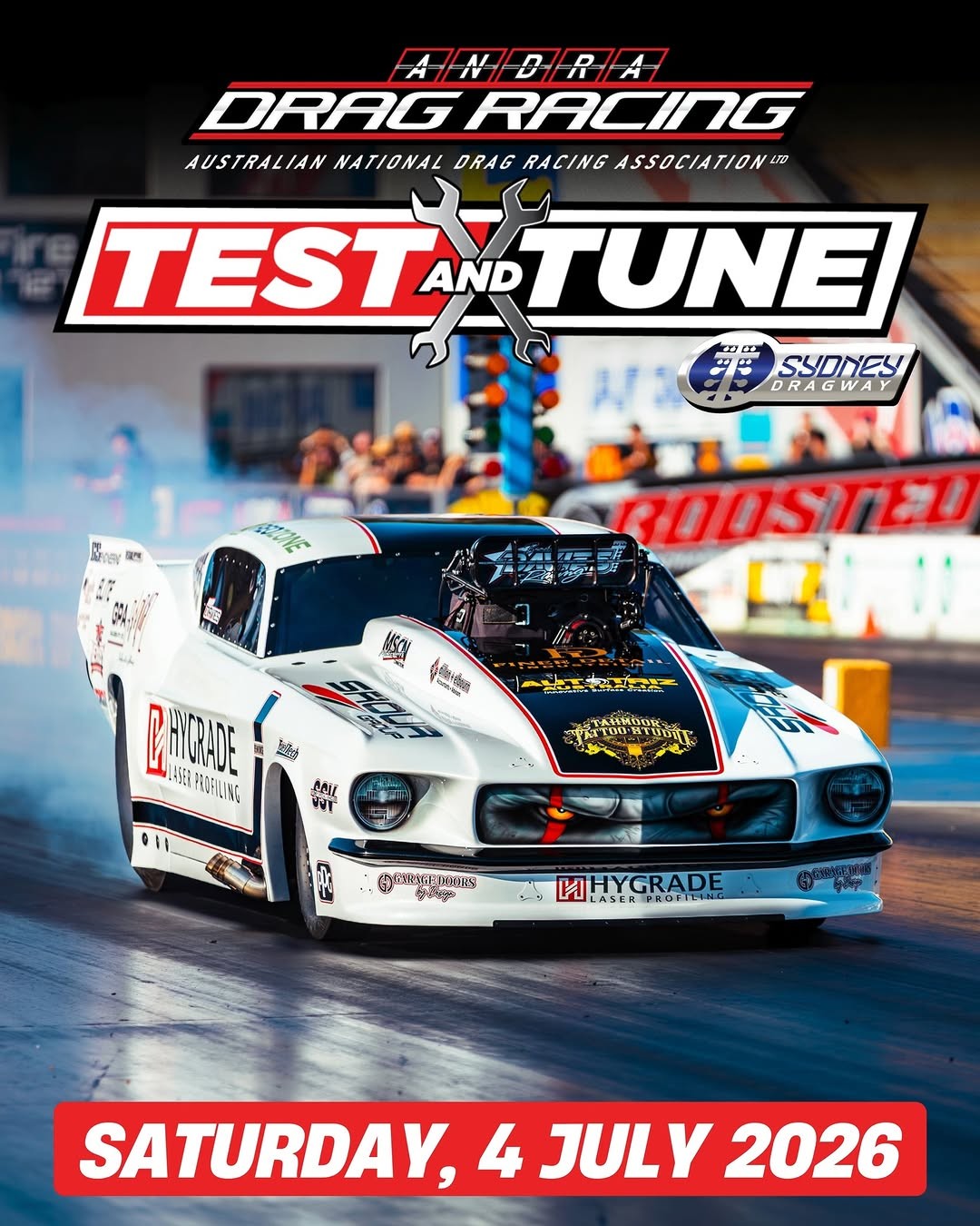 ANDRA Sanctioned Test & Tune — Muscle track day in Sydney, NSW on Saturday 4 July 2026