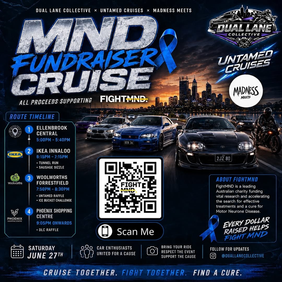 MND Fundraiser Cruise — JDM car meet in Perth, WA on Saturday 27 June 2026