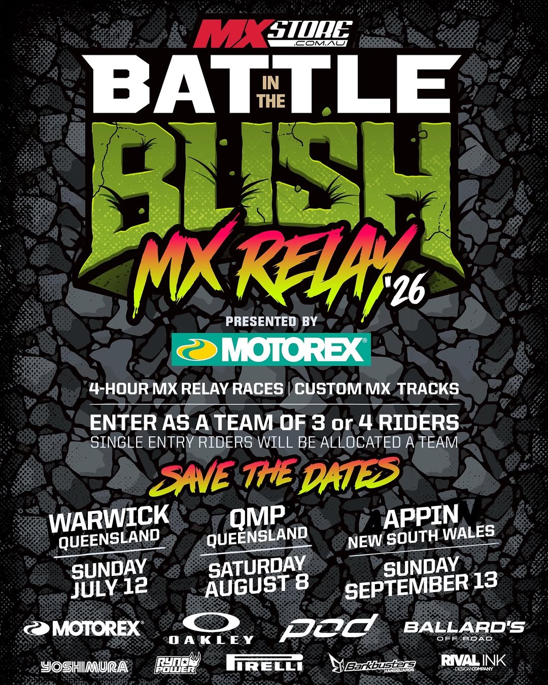 Battle In The Bush MX Relay — 4x4 track day in Brisbane, QLD on Saturday 8 August 2026