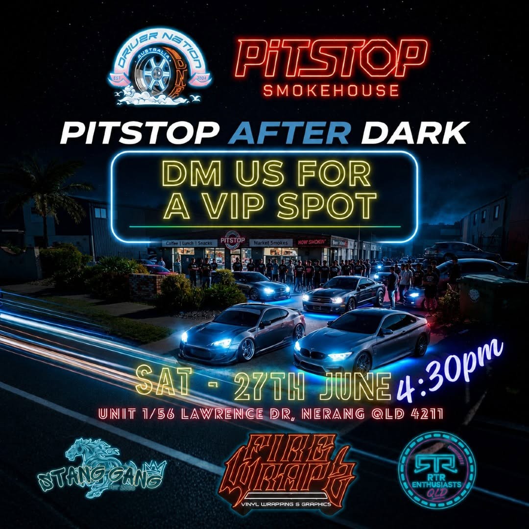 Pitstop After Dark — Muscle/JDM car meet in Gold Coast, QLD on Saturday 27 June 2026