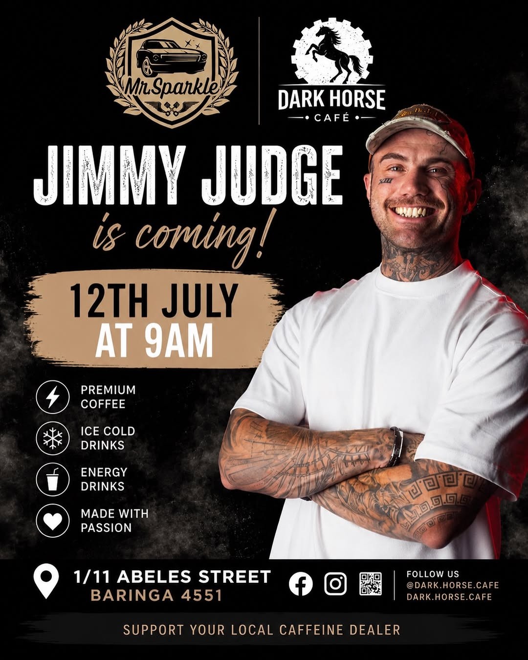 Jimmy Judge at Dark Horse Cafe — car meet in Sunshine Coast, QLD on Sunday 12 July 2026