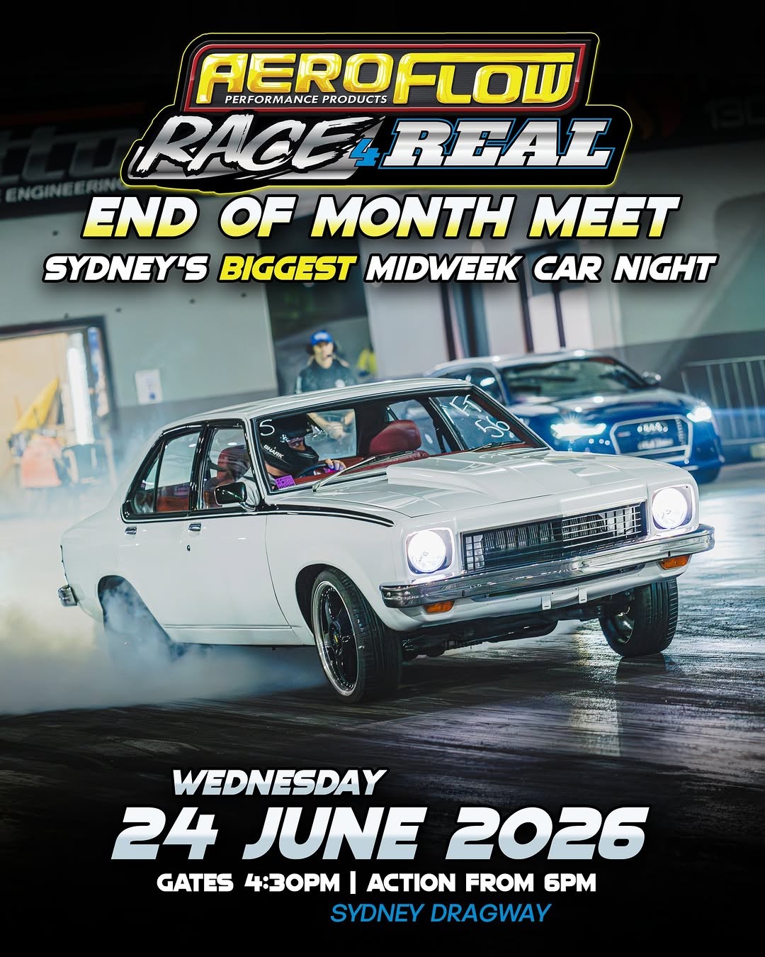 Aeroflow Race 4 Real: End of Month Meet — Muscle track day in Sydney, NSW on Wednesday 24 June 2026