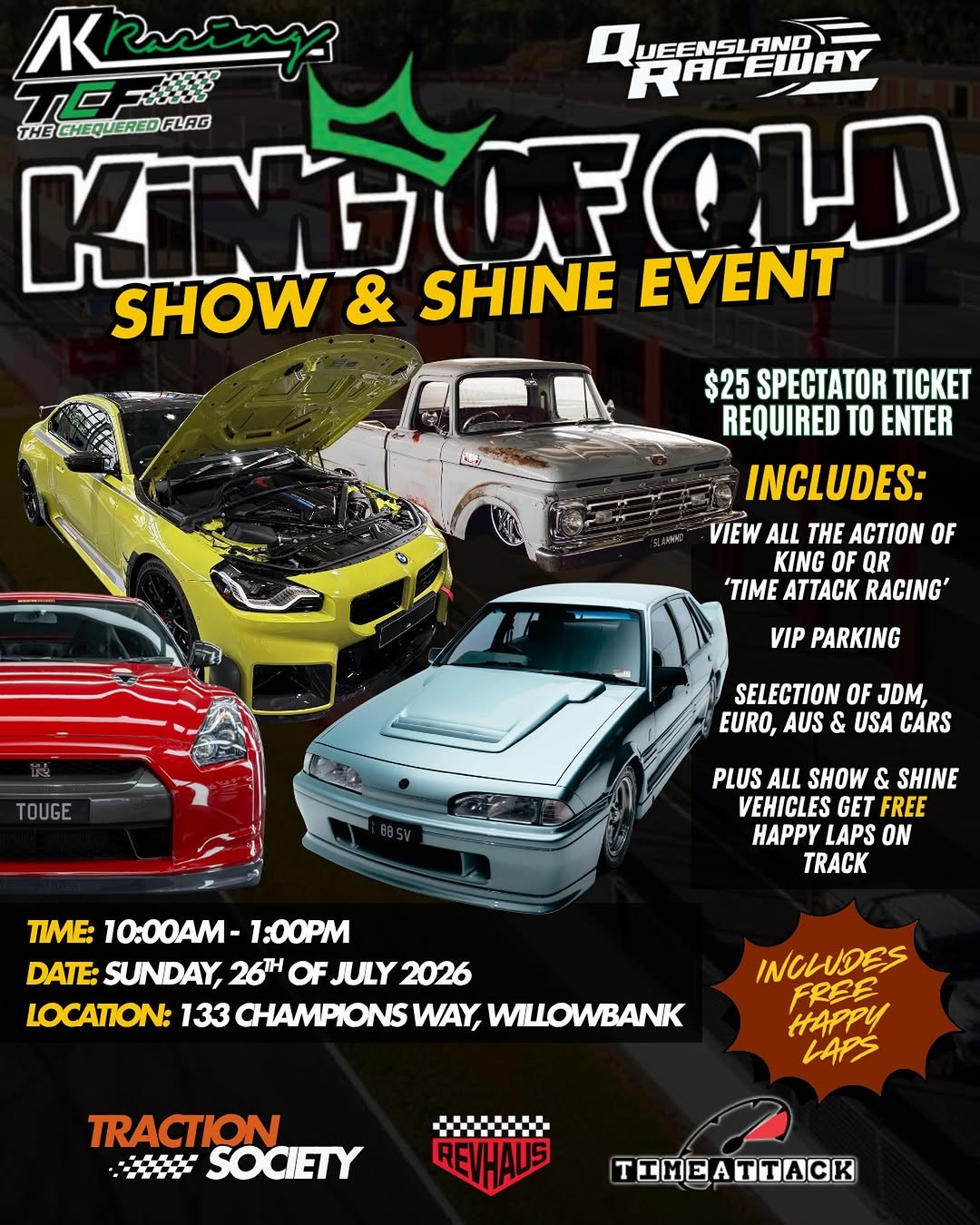 King of QLD Show & Shine Event — JDM/Euro spectator event in Brisbane, QLD on Sunday 26 July 2026