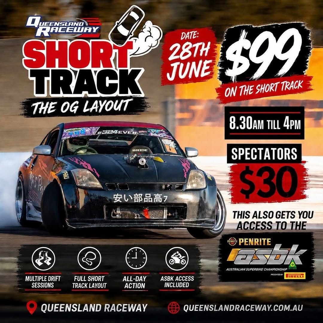 Short Track Special — JDM track day in Brisbane, QLD on Sunday 28 June 2026