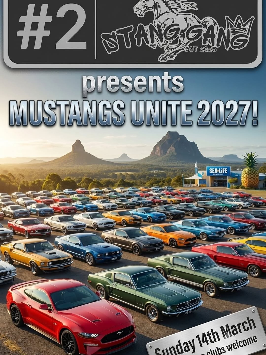 Mustangs Unite 2027! — Muscle/Classic car meet in Sunshine Coast, QLD on Sunday 14 March 2027