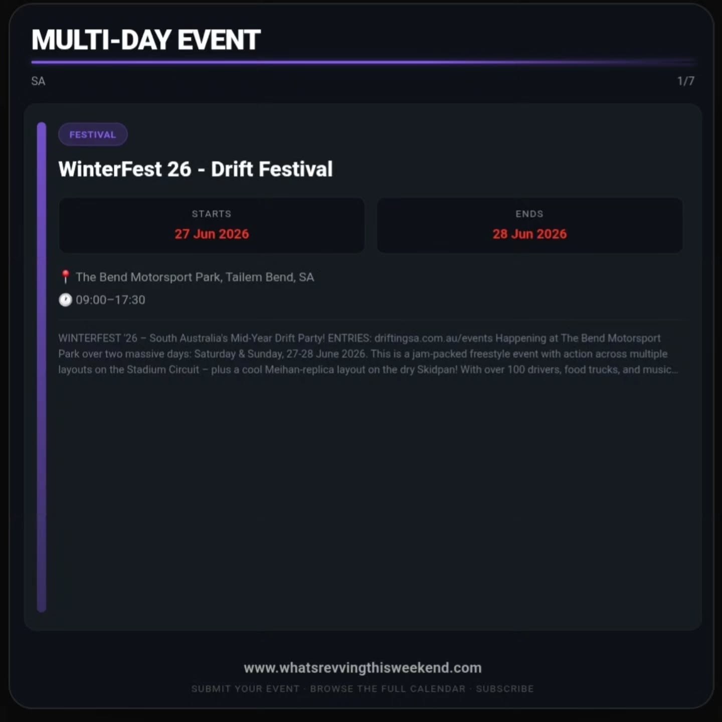 WinterFest 26 - Drift Festival — JDM spectator event in Adelaide, SA on Saturday 27 June 2026